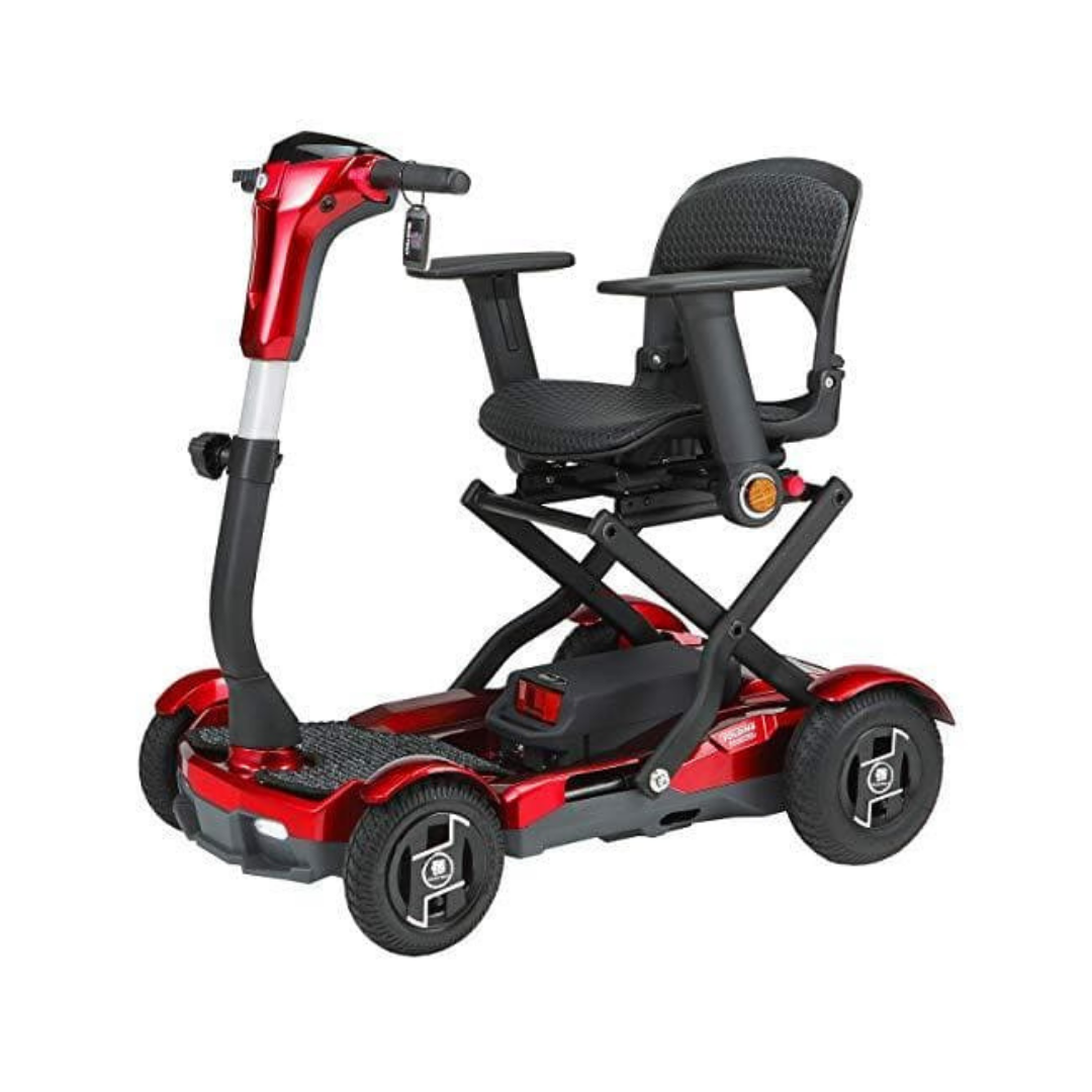 EV Rider TEQNO S26 Auto Folding Portable Lightweight 4-Wheel Mobility Scooter with Laser Guide Lights and Key Fob - Senior.com Scooters